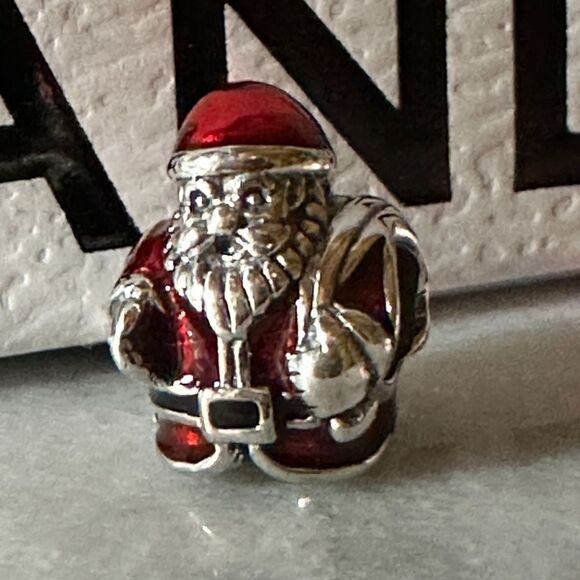 Authentic Pandora St. Nick Santa Charm Retired Christmas 791231ENMX‎ - Picture 1 of 4